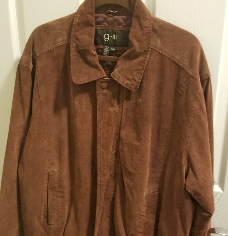 Mens brown leather jacket sz L g-111 (k005)